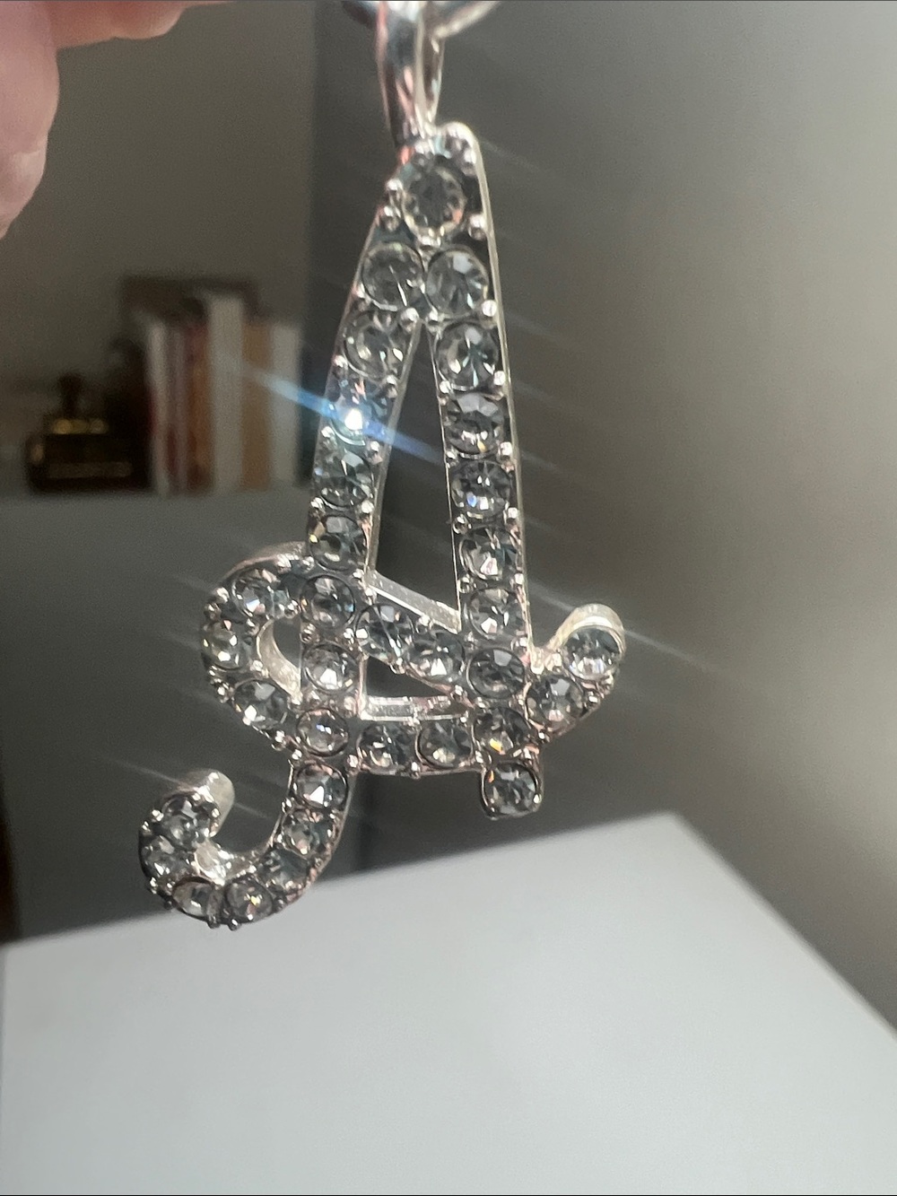 Vintage Rhinestone Letter 'A' Keychain Charm - Silver Tone - Picture 2 of 16